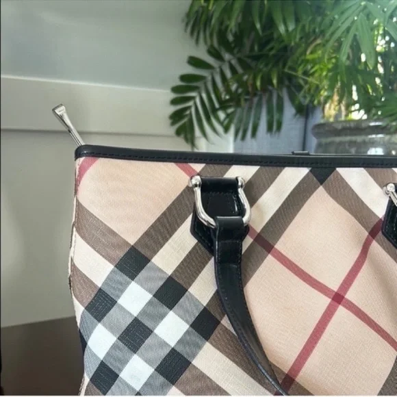 Burberry Black and Tan Checkered Tote - Picture 8 of 12